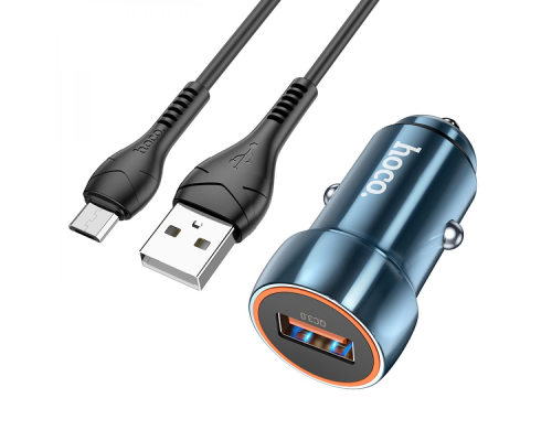 АЗП Hoco Z46 18W 3A 1USB-A з кабелем Micro USB sapphire-blue PLS-00-00113705