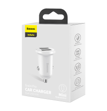 АЗП Baseus Grain Pro 24W 4.8A 2USB-A white PLS-00-00066520