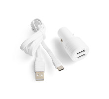 Автомобільний зарядний пристрій CHARGER 2в1 2USB 2.4A + Type-C white