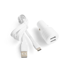 Автомобільний зарядний пристрій CHARGER 2в1 2USB 2.4A + Type-C white