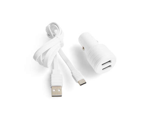 Автомобільний зарядний пристрій CHARGER 2в1 2USB 2.4A + Type-C white