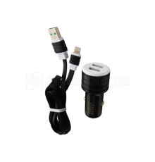 Автомобільний зарядний пристрій CHARGER 2в1 2USB 2.4A + Lightning black