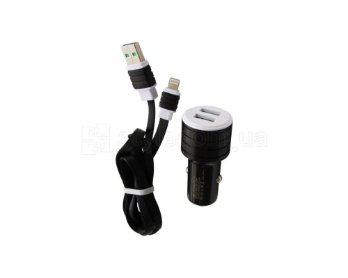 Автомобільний зарядний пристрій CHARGER 2в1 2USB 2.4A + Lightning black