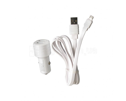 Автомобільний зарядний пристрій CHARGER 2в1 2USB 2.4A + Micro white