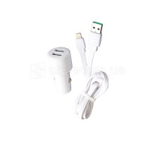 Автомобільний зарядний пристрій CHARGER 2в1 2USB 2.4A + Lightning white