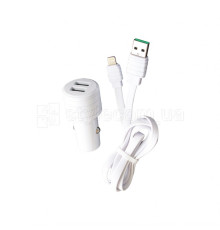 Автомобільний зарядний пристрій CHARGER 2в1 2USB 2.4A + Lightning white