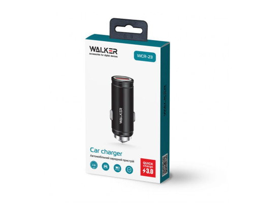 Автомобільний зарядний пристрій (адаптер) WALKER WCR-23 Qualcoмм 1USB QC3.0 / 2.4A black TPS-2710000139843