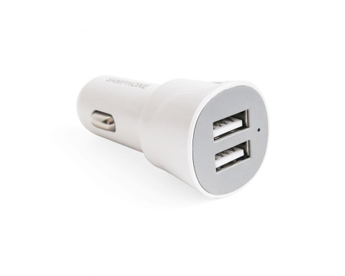 Автомобільний зарядний пристрій SAMPHONE 2в1 2USB / 2A + Lightning white