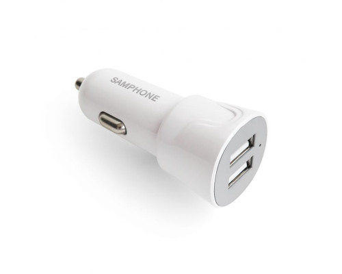 Автомобільний зарядний пристрій SAMPHONE 2в1 2USB / 2A + Lightning white