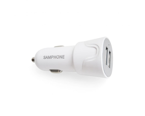 Автомобільний зарядний пристрій SAMPHONE 2в1 2USB / 2A + Lightning white