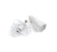 Автомобільний зарядний пристрій SAMPHONE 2в1 2USB / 2A + Lightning white