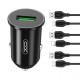 Автомобільний зарядний пристрій (адаптер) 2в1 XO TZ12 1USB / QC3.0 / 3A / 18W + Data Cabel USB to Lightning black