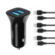 Автомобільний зарядний пристрій (адаптер) 2в1 XO TZ10 2USB / 2.4A / 12W + Data Cabel USB to Type-C black