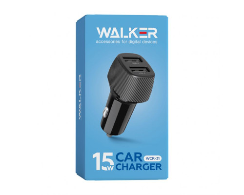 Автомобільний зарядний пристрій (адаптер) WALKER WCR-31 2USB / 15W black