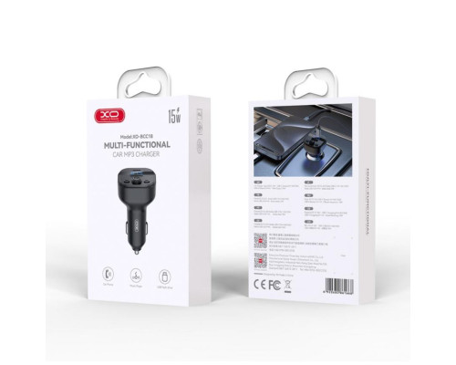 Автомобільний зарядний пристрій (адаптер) - FM-трансмітер 2в1 XO BCC18 PD15W black TPS-2710000344506 2710000344506