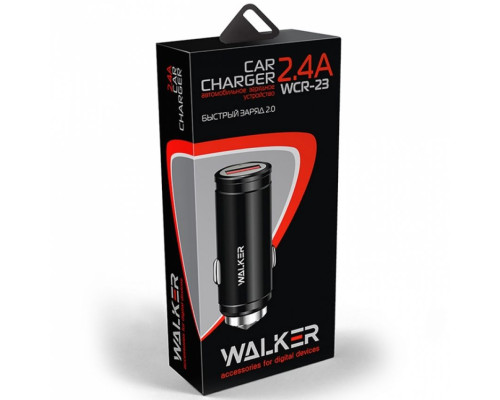 Автомобільний зарядний пристрій (адаптер) WALKER WCR-23 Qualcoмм 1USB QC3.0 / 2.4A black TPS-2710000139843