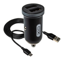 Автомобільний зарядний пристрій (адаптер) 2в1 XO TZ08 2USB / 2.1A + Data Cabel USB to Micro black