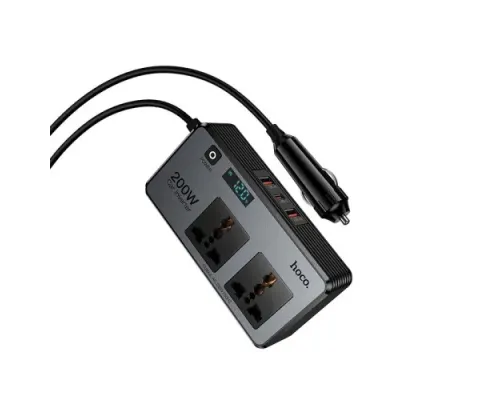 Автомобільний інвертор HOCO Z66 New 2-socket universal(PD66W/1C2A) car inverter Black mag-6942007675673153739