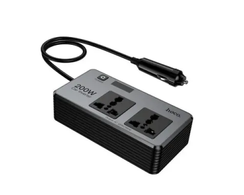 Автомобільний інвертор HOCO Z66 New 2-socket universal(PD66W/1C2A) car inverter Black mag-6942007675673153739