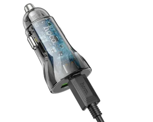 АЗП HOCO Z56 Friend PD35W+QC3.0 cigarette lighter car charger metal gray mag-6942007633031144037