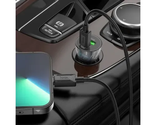 АЗП HOCO Z56 Friend PD35W+QC3.0 cigarette lighter car charger metal gray mag-6942007633031144037