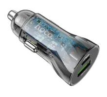 АЗП HOCO Z56 Friend PD35W+QC3.0 cigarette lighter car charger metal gray mag-6942007633031144037