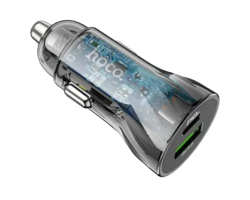АЗП HOCO Z56 Friend PD35W+QC3.0 cigarette lighter car charger metal gray mag-6942007633031144037