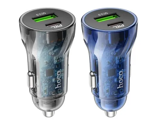 АЗП HOCO Z56 Friend PD35W+QC3.0 cigarette lighter car charger metal gray mag-6942007633031144037