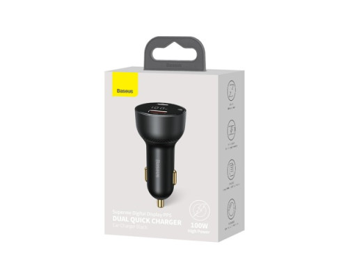 АЗП Baseus Superme Digital Display PPS Dual Quick Charger Car Charger 100W Black CCZX-01 mag-6953156206717135379