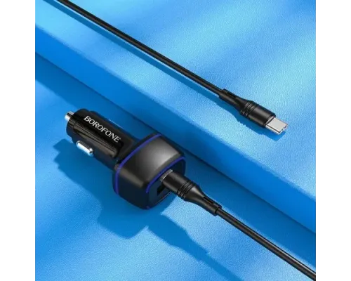 АЗП BOROFONE BZ14A Mercury PD20W+QC3.0 2USB/3A+ Cable Type-C to Type-C чорний mag-6931474740045144232