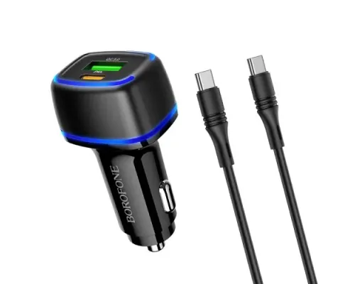 АЗП BOROFONE BZ14A Mercury PD20W+QC3.0 2USB/3A+ Cable Type-C to Type-C чорний mag-6931474740045144232