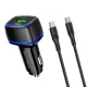 АЗП BOROFONE BZ14A Mercury PD20W+QC3.0 2USB/3A+ Cable Type-C to Type-C чорний mag-6931474740045144232
