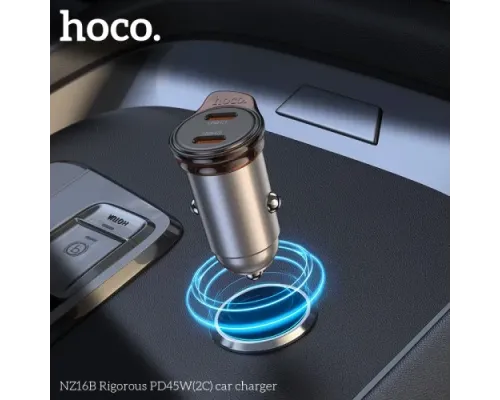 АЗП HOCO NZ16B Rigorous PD45W(2C) car charger Metal Grey mag-6942007644778153030