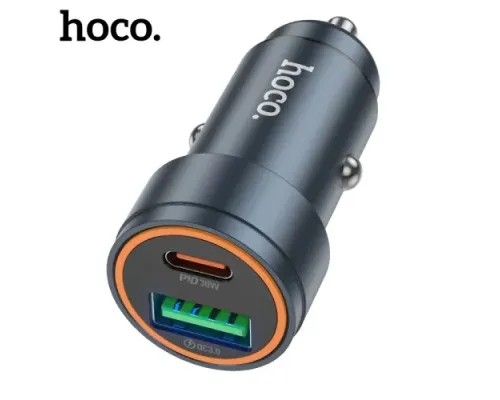АЗП HOCO Z57A Glorious PD30W+QC3.0 car charger Metal Gray mag-6942007633109144038