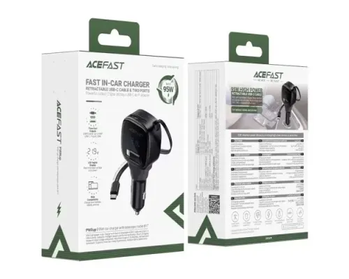 АЗП ACEFAST B17 95W car charger with telescopic cable Back mag-6974316285946153363