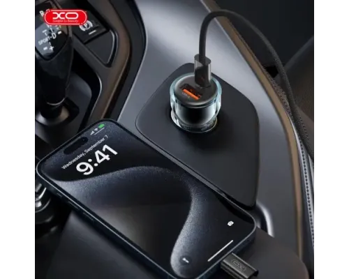 АЗП XO CC60 Smart Transparent Car Charger A30+C30 Simultaneous 60W+Type-c Cable Чорний mag-6920680854127147293