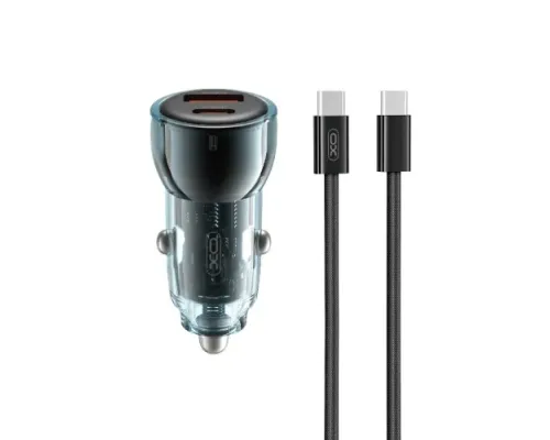 АЗП XO CC60 Smart Transparent Car Charger A30+C30 Simultaneous 60W+Type-c Cable Чорний mag-6920680854127147293