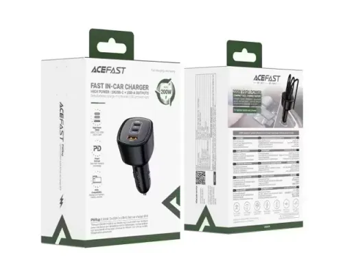 АЗП ACEFAST B18 200W (2USB-C+USB-A) fast car charger Black mag-6974316285953153364