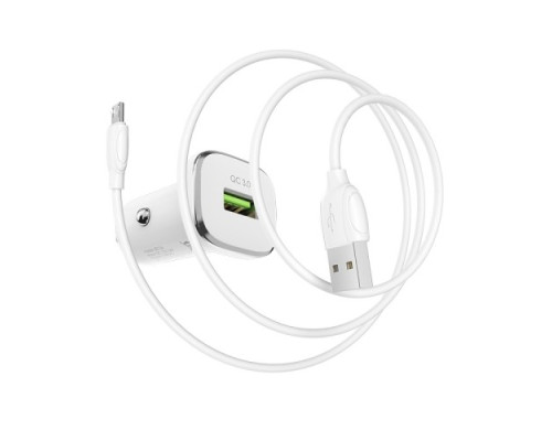АЗП BOROFONE BZ12A Lasting QC3.0 + Cable Micro 1USB/3A білий (Акція 4+1) mag-69314747086945411