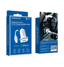 АЗП BOROFONE BZ12A Lasting QC3.0 + Cable Micro 1USB/3A білий (Акція 4+1) mag-69314747086945411