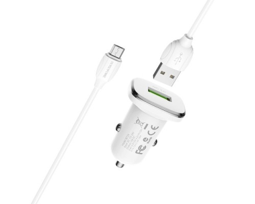 АЗП BOROFONE BZ12A Lasting QC3.0 + Cable Micro 1USB/3A білий (Акція 4+1) mag-69314747086945411