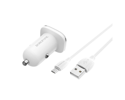 АЗП BOROFONE BZ12A Lasting QC3.0 + Cable Micro 1USB/3A білий (Акція 4+1) mag-69314747086945411