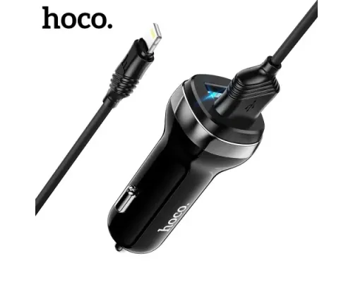АЗП HOCO Z40 Superior 2USB/2,4A + Lightning Cable Black 4+1 mag-6931474739674146839