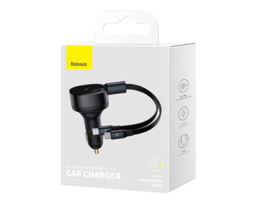 АЗП Baseus Enjoyment Retractable 2-in-1 Car Charger C+C 33W Black C00035500111-00 mag-693217262926754429