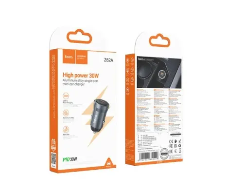 АЗП HOCO Z62A Energy single port PD30W car charger metal gray mag-6942007662499145059