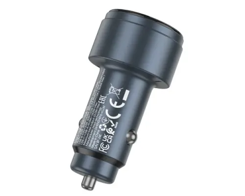 АЗП HOCO Z57B Glorious 63W dual-port digital display PD45W+QC3.0 car charger Black mag-6942007633161144367