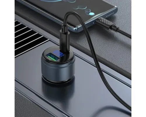 АЗП HOCO Z57B Glorious 63W dual-port digital display PD45W+QC3.0 car charger Black mag-6942007633161144367