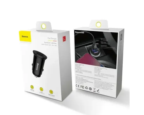 АЗП Baseus Circular Plastic PPS Dual QC3.0 2USB/5A/30W/QC3.0 Black CCALL-YD01 mag-6953156286511147510