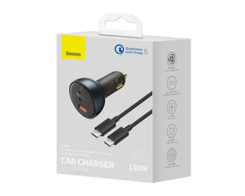 АЗП Baseus Qualcomm Quick Charge 5 Technology C+C+U 160W + Cable set Grey TZCCZM-0G mag-6953156206731145767