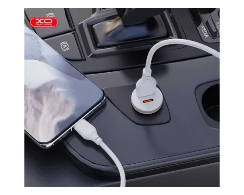 АЗП XO CC56 mini car charger USB-A/TYPE-C single port 30W/simultaneous 5V3A Білий mag-6920680848225152927